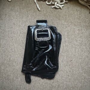 Brighton Shiny Black Leather Phone Holster